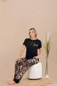 Conjunto de Pijama Largo de Viscosa de Alta Gama para Mujer, Elegante Estampado, Ropa de Dormir de Moda Turca, Suave al Tacto, Transpirable, Ropa para el Hogar - Product Image 5