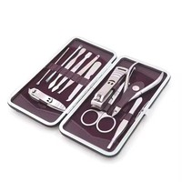 Ensemble de pédicure professionnel 7 pièces Kit de soin des ongles en acier inoxydable pour adultes et bébés personnalisé OEM Art noir sac boîte d'emballage