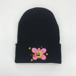 Vente en gros de haute qualité Fabricant personnalisé Logo Solide Hiver Chaud Crâne Bonnet Tricot Long Pli Manchette Bonnet Broderie - Product Image 6
