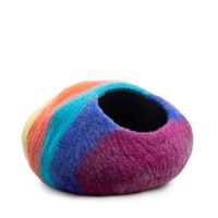 Modern premium kleine kattenholletje gestreept dierenpatroon wollen stijl comfortabel huisdierenbed in regenboogkleuren vilt cadeau voor honden