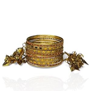 Highest Selling Trendy Golden <b>Red</b> Stone Bangle Set Gold Plated Finish Heavy Work Premium Quality Wholesale Global Export - Product Image 3