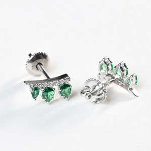 NOVAMART Fine 925 Sterling Silver Reina <b>Stud</b> <b>Earrings</b> Pear & <b>Emerald</b> Cut Diamond with Gold Pearl for Weddings Engagements Wholes - Product Image 4