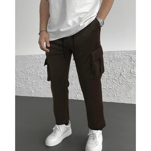 Pantalon cargo en molleton de coton pour hommes avec six poches pour des vêtements décontractés et d'extérieur - Product Image 3