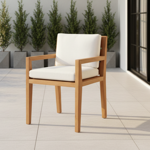 เก้าอี้ไม้สักทันสมัยสำหรับรับประทานอาหารเบาะรองนั่งแบบธรรมชาติกันน้ำสำหรับบ้านโรงแรมห้องรับประทานอาหารลานสวนใช้ในสวน - Product Image 6