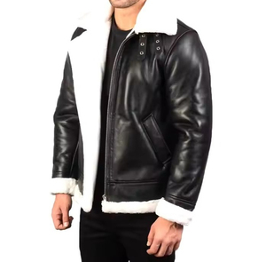Veste de motard unisexe, tissu en toile de laine/polyester, vêtements de mode élégants, design chaud pour l'hiver, vente en gros de logo personnalisé à l'avant - Product Image 6