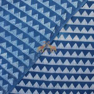 Latest Luxury Collection Twill Fabric Wholesale Printed Geometric Block Indigo Hand Block Cotton for Women's Indian Dresses - Product Image 3