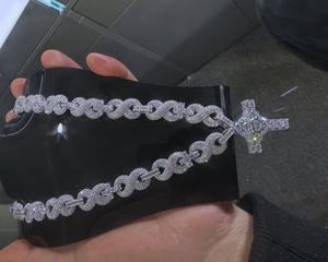 Pendentif croix en moissanite glacée de luxe, chaîne de bijoux hip-hop, plaqué rhodium, cadeau de fête avec maillons cubains - Product Image 5