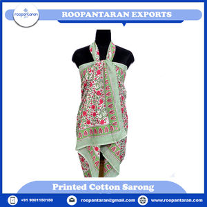 Latest Open Indian Women's Beach <b>Wrap</b> <b>Sarong</b> One Piece Floral Hand Block Printed Cotton Maternity Feature Desert Sportswear - Product Image 6