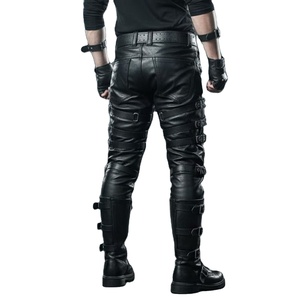 กางเกงหนังสีดำสไตล์ยุทธวิธีสำหรับผู้ชาย คอสเพลย์ซูเปอร์ฮีโร่ กางเกงไบค์เกอร์ กางเกงหนังอเนกประสงค์ กางเกงสตีมพังก์สั่งทำพิเศษ - Product Image 2