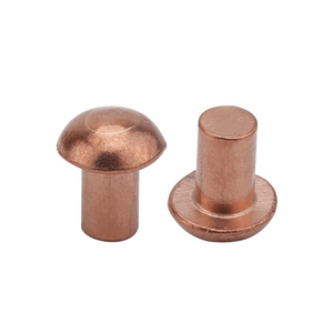 Remache Sólido de Cobre M4 con Cabeza Redonda Personalizado para Aplicaciones Eléctricas, Acabado en Cobre - Product Image 1