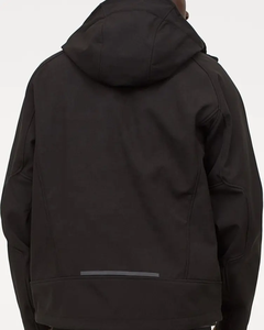 100% Polyester Men's Stylish and Comfortable <b>Soft</b>-<b>shell</b> Black Color <b>Jacket</b> With Pockets and <b>Hood</b> With Elastic Drawstring - Product Image 5