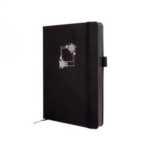 <span class=keywords><strong>Agenda</strong></span> diaria LABON con cubierta de cuero PU, páginas de papel negro con cuadrícula punteada, planificador con banda elástica. - Product Image 2