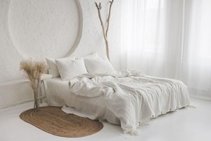 Natural Comforter Cover Handcrafted White Linen <b>Bedding</b> <b>Set</b>-3-Piece Soft Washed Linen Duvet for King Twin Sizes for Weddings - Product Image 3