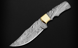 Couteau à lame vierge en acier damas fait à la main avec couteau de chasse en os de chameau - Product Image 2