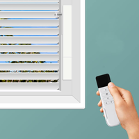 Volets en PVC et en bois motorisés à commande à distance pour fenêtres intérieures |   Abri de jardin avec volets intérieurs
