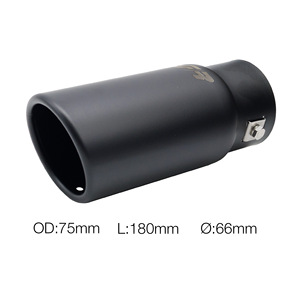 Terminale rotondo diametro 66mm inclinato in acciaio inossidabile nero - Product Image 1