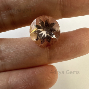 มอร์แกนไนต์อัญมณีทรงกลมสไตล์บราซิลแบบตัดทรงหลวมจาก Jaipur เครื่องประดับสีชมพูพีช - Product Image 1