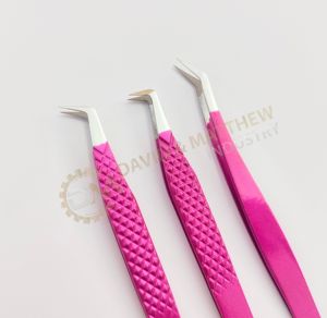 Pinzas para pestañas de acero inoxidable rosa fuerte con purpurina y logotipo personalizado, extensión de pestañas de etiqueta privada con nuevo volumen de fibra de alta punta - Product Image 2