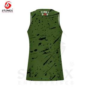 Débardeur d'été décontracté en coton côtelé à séchage rapide pour hommes avec manches singulet Logo imprimé personnalisé - Product Image 2