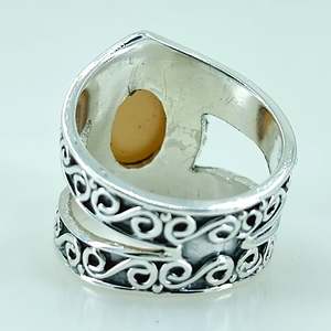 Navya <b>Craft</b> 925 Solid Sterling Silver Peach Moonstone Handmade Women's <b>Ring</b> 14K IGI Certified Sizes 4 13 (US) for Everyday Wear - Product Image 4