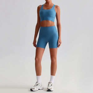 Conjunto de Yoga de dos piezas de alta calidad OEM para mujer, logotipo personalizado, estampado sólido, equipo deportivo transpirable, cordón de talla grande - Product Image 2