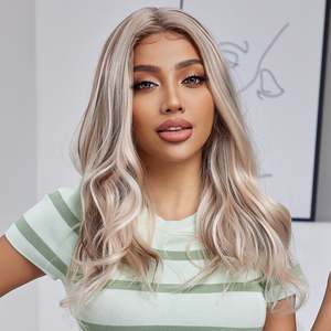 DWY 16 Inch Light White Mixed <b>Brown</b> Short Curly <b>Wig</b> with Transparent Lace Front for Women Model DWY-BL11026-1 - Product Image 1