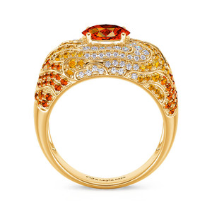 Anillo de cóctel Jeulia X Leyla Sunset Desert Art Deco dorado en plata de ley - Product Image 5