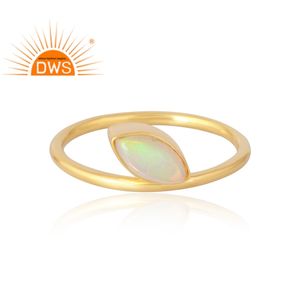 Latest Selling 925 Sterling <b>Silver</b> 18K Gold Plated Natural Ethiopian <b>Opal</b> Gemstone <b>Ring</b> Demi Fine Jewelry Manufacturer - Product Image 3