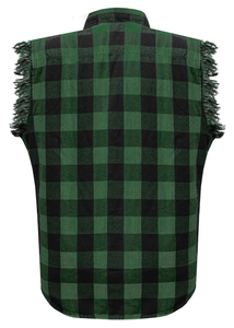 เสื้อสักหลาดแขนกุดสีดำ & สีเขียวแบบพรีเมียมเสื้อกล้ามลายสก็อตสำหรับนักขี่จักรยานฤดูร้อนสำหรับผู้ชายเสื้อแนวสตรีทแบบตัดแนววินเทจ - Product Image 2