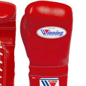 Gants de boxe à lacets Winning rouge or en cuir véritable, gants de boxe professionnels pour l'entraînement et le combat, qualité Elite Pro 8oz - Product Image 6