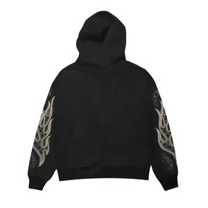 Sweat à capuche zippé Streetwear surdimensionné imprimé sur mesure, polaire en coton épais, coupe à l'épaule, unisexe et tendance - Product Image 4