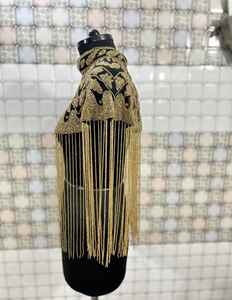 Cape en mousseline de soie lourde et brillante perlée à la main luxueuse robe de soirée à franges multi-portable antistatique tenue de club cristal - Product Image 4