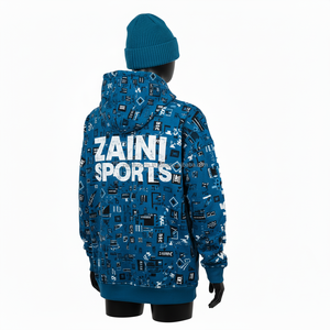 Sweat à capuche pour femme 320 GSM Tissu doux en coton et polyester Imprimé bleu Coupe surdimensionnée Logo personnalisé Pullover Women's basics Hoodie - Product Image 2