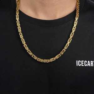 ชุดเครื่องประดับทองคำ 14K ดีไซน์สวยหรู ประกอบด้วยสร้อยไบแซนไทน์ขนาด 6 มม. และกำไลข้อมือ - Product Image 3