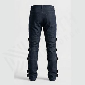Pantalones Vaqueros de Hombre de Alta Calidad, Diseño Apilado, con Botones y Correa, Estilo Cargo, Ajustados, de Mezclilla, para Pies Anchos, Color Personalizado - Product Image 2