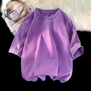 2025 Nueva camiseta de algodón orgánico informal de manga corta lavada de gran tamaño para hombre, camisetas de verano - Product Image 3