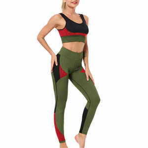Conjunto Deportivo para Mujer, Sujetador Deportivo Sin Costuras Negro y Gris y Leggings de Cintura Alta, Ropa Deportiva con Bloques de Color para Gimnasio - Product Image 3