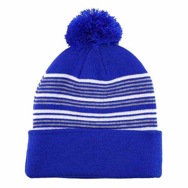 Light Weight Beanies Hats Blue and White Color Striped Design 100%Cotton Knitted Winter Warm Solid Color Letter jacquard beanie