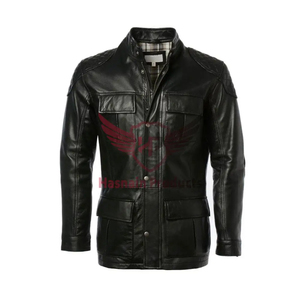 Chaqueta de cuero negra de primera calidad para hombre Abrigo de invierno de artesanía superior de estilo callejero con estilo inigualable - Product Image 1