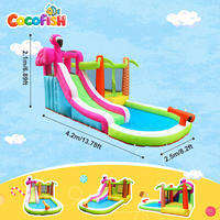Castillo Inflable Cocofish Flamingo, Parque Acuático Infantil para Interiores y Exteriores, Brincolín Inflable Comercial