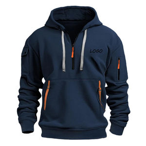 Pull de haute qualité en coton polaire sweat à capuche épais unisexe surdimensionné grande taille impression de logo personnalisé en gros tricoté vierge - Product Image 5