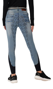 Pantalons d'équitation sportifs, tissu denim extensible personnalisé, leggings d'équitation en denim équestre, jeans, jodhpur et pantalons d'équitation - Product Image 3