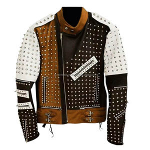 Vestes en cuir Rock Punk, cuir véritable de haute qualité, veste moto cool, design classique slim fit, tendance, vêtements décontractés - Product Image 1