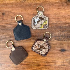 Personal isierte Haare auf gearbeitetem Leder Schlüssel bund Hand genähtes Leder Sonnenblume Schlüssel anhänger Western Echt leder Cowgirl Schlüssel ringe - Product Image 4