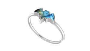 Bague classique en argent sterling 925 avec serti clos, zircon naturel en forme de chauve-souris 7 mm, empilable, pour mariage, anniversaire, bijoux unisexe, lot de 12 - Product Image 5