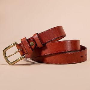 Cinturón de cuero genuino con personalidad a la moda de fabricante en stock, Cinturón de piel de vaca de primera capa informal versátil con hebilla Retro para hombre - Product Image 2