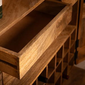 Luxury Solid Wood <b>Sideboard</b> with Gold Metal Frame Modern Design for Hotel & Villa Wine <b>Storage</b> and Glass Display - Product Image 5