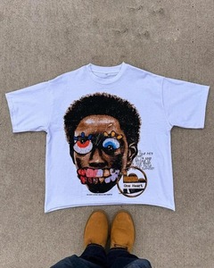 Camiseta de Verano para Hombre, 100% Algodón Orgánico, Estilo Jersey, con Logotipo Estampado de Cabeza Grande, Cuello Redondo, Sin Mangas, Estilo Hip Hop, Tendencia Americana - Product Image 6