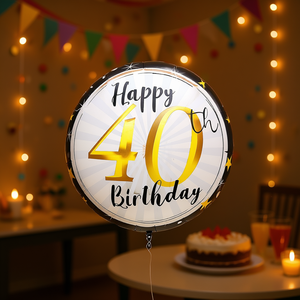 Happy <b>40Th</b> <b>Birthday</b> Balloon 45X53Cm Party <b>Decoration</b> 12 Pcs Bag - Product Image 3