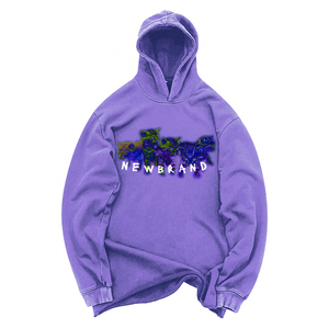 High Quality 100% Cotton French Terry Vintage Acid Washed Custom Embroidery Patch Men's Oversize <b>Hoodie</b> Print Pattern <b>3XL</b> Winter - Product Image 1